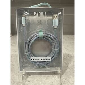 Sarina 10ft Blue Iridescent Lightning Charge Cable USB-A iPhone MFI Certified